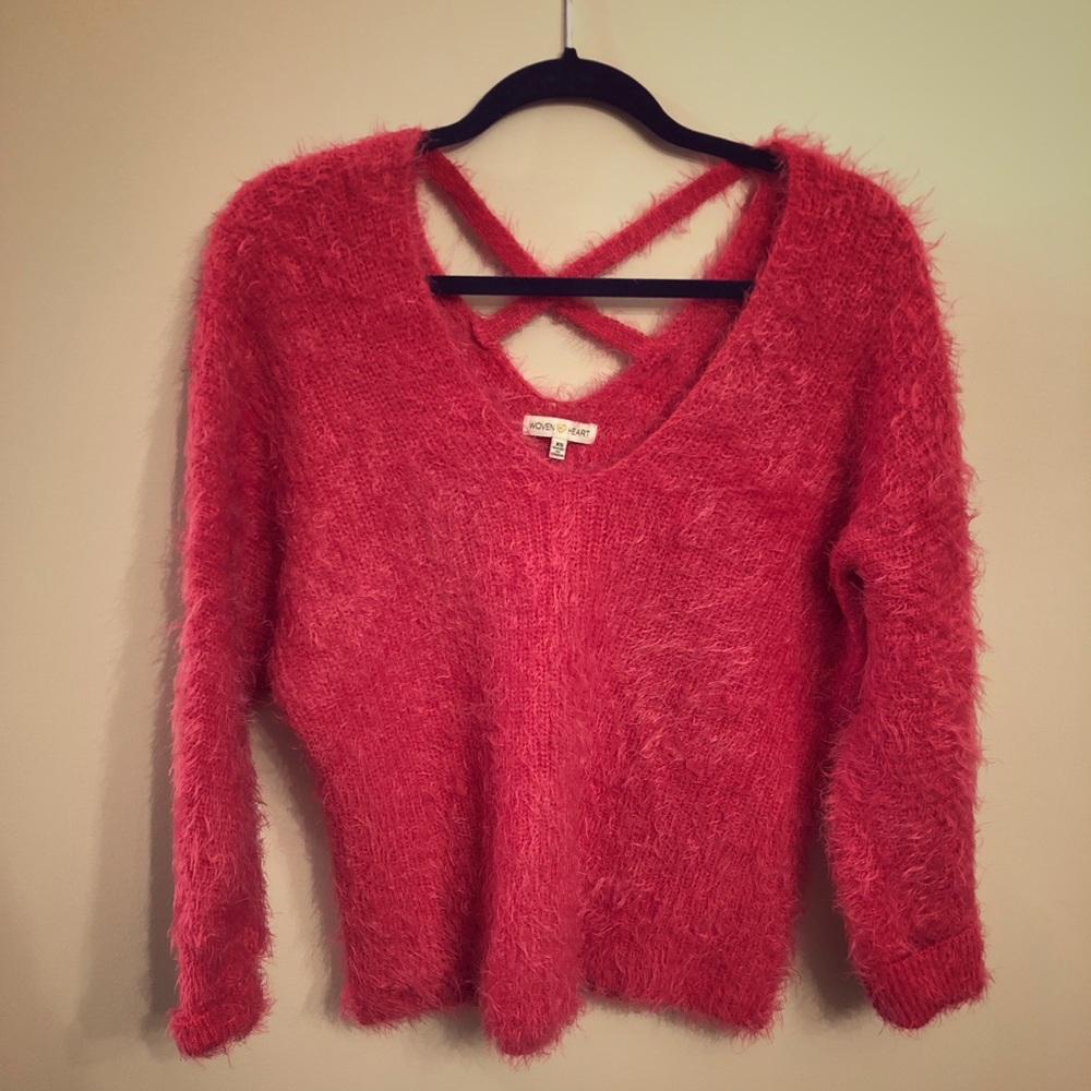 Pink fuzzy sweater